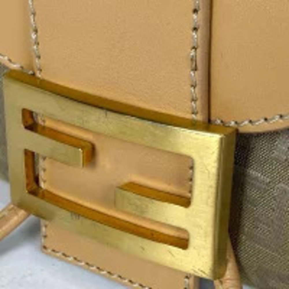 Fendi Shoulder Zucchino Beige Bag Canvas Handbag - Picture 4 of 7